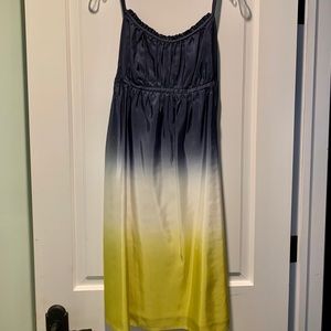 Ann Taylor Loft Ombre Silk Dress nvy,white,yellow